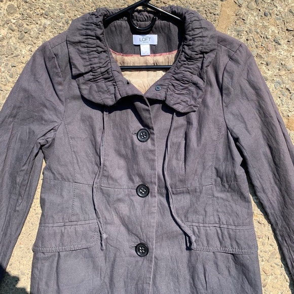 LOFT button up high collar satin lined trench coat - Picture 16 of 16